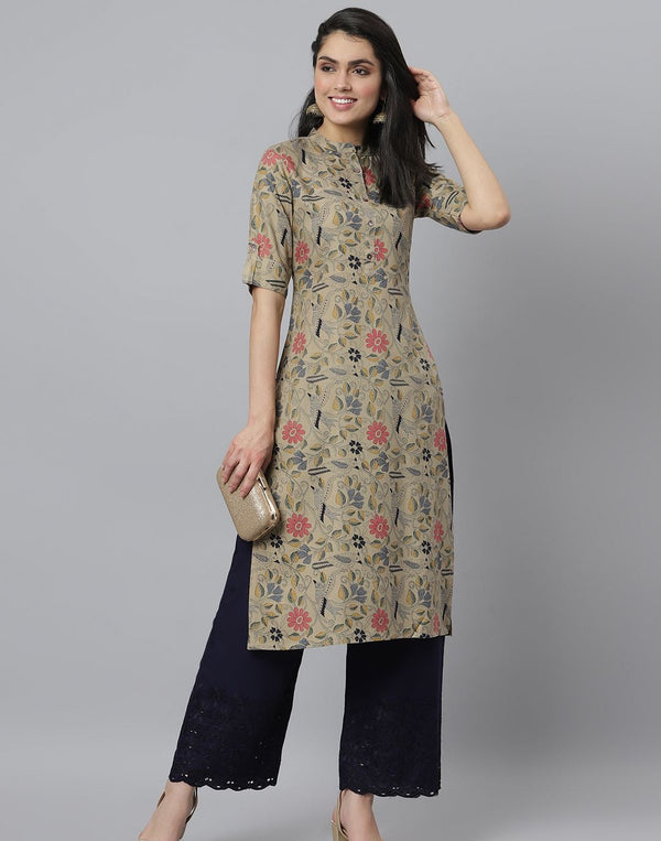 Women's Floral Printed Rayon A-Line Kurta | WomensFashionFun