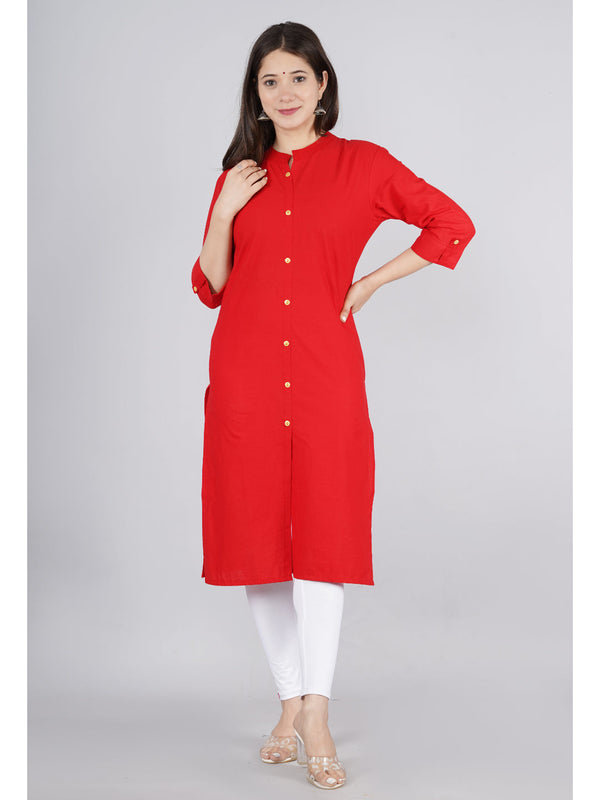 Cotton Solid Straight Kurta | WomensFashionFun.com