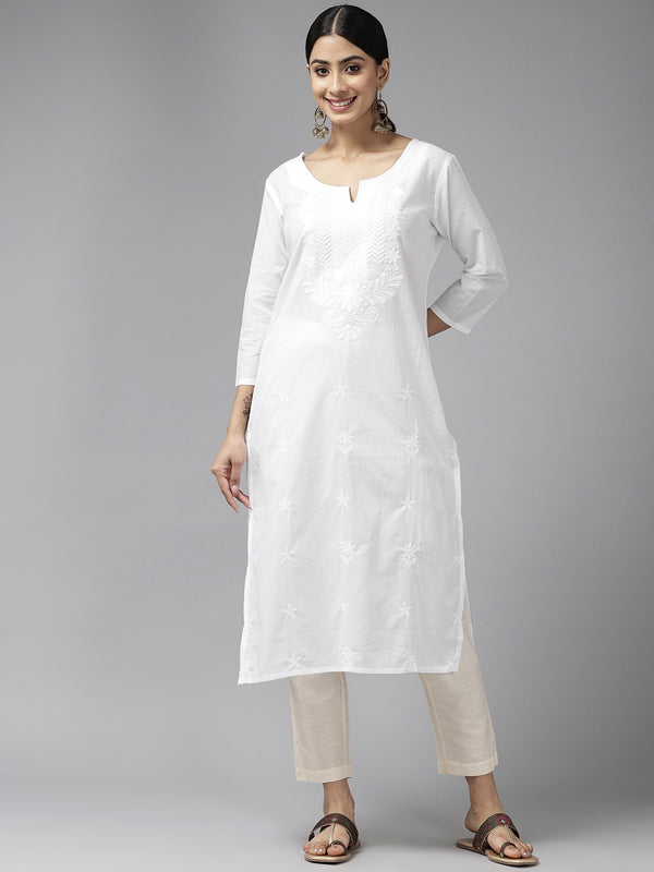 Women White Pure Cotton Kurta | WomensfashionFun.com