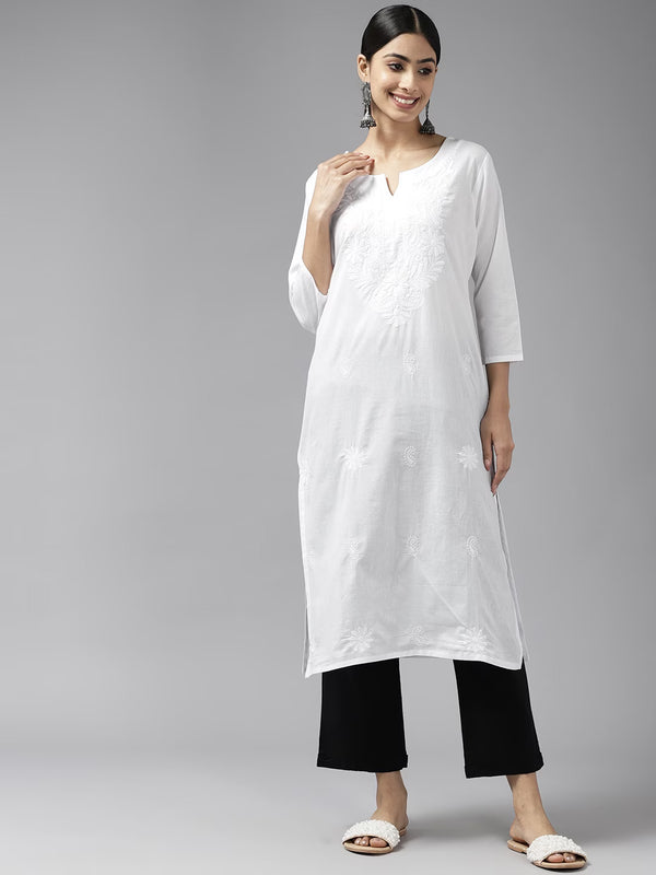 Women White Pure Cotton Kurta | WomensfashionFun.com