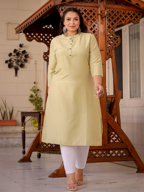 Women Plus Size Green Silk Blend Kurta | WomensfashionFun.com