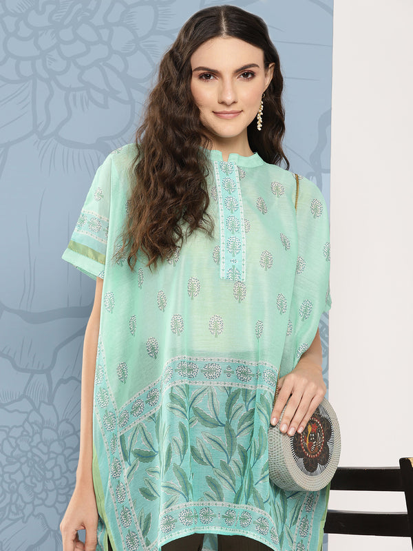 Women Green Chanderi Cotton Top | WomensfashionFun.com