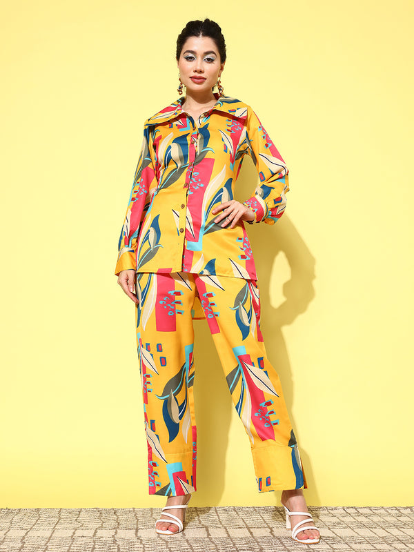 Women Yellow Satin Co-Ord Set | WomensfashionFun.com