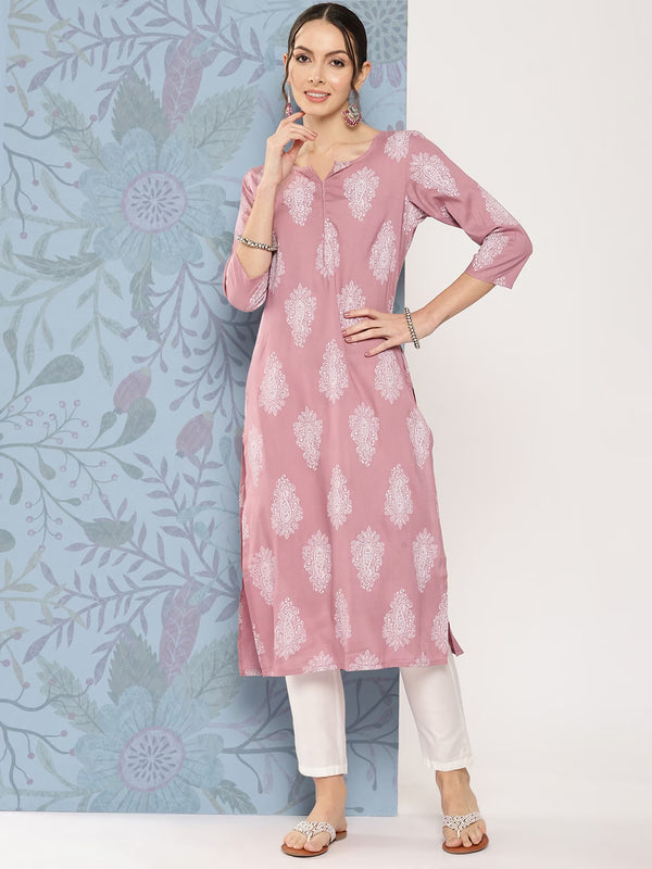 Women Mauve Rayon Kurta | WomensfashionFun.com