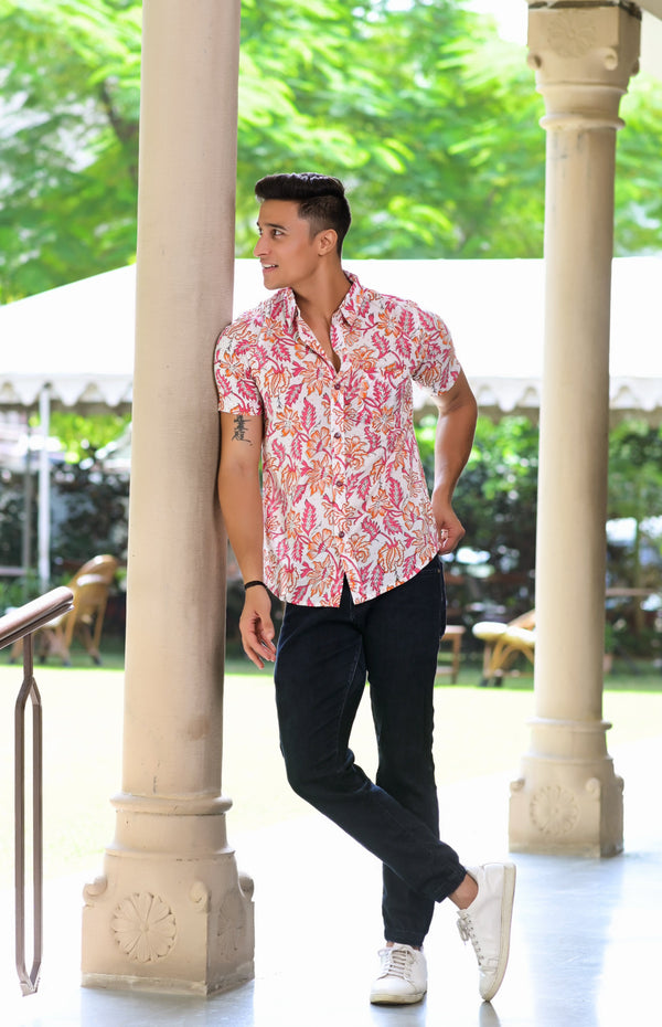 Men White Comfort Opaque Printed Casual Shirt | WomensfashionFun.com