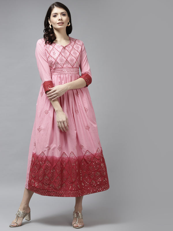 Women Pink Cotton Dress | WomensfashionFun.com