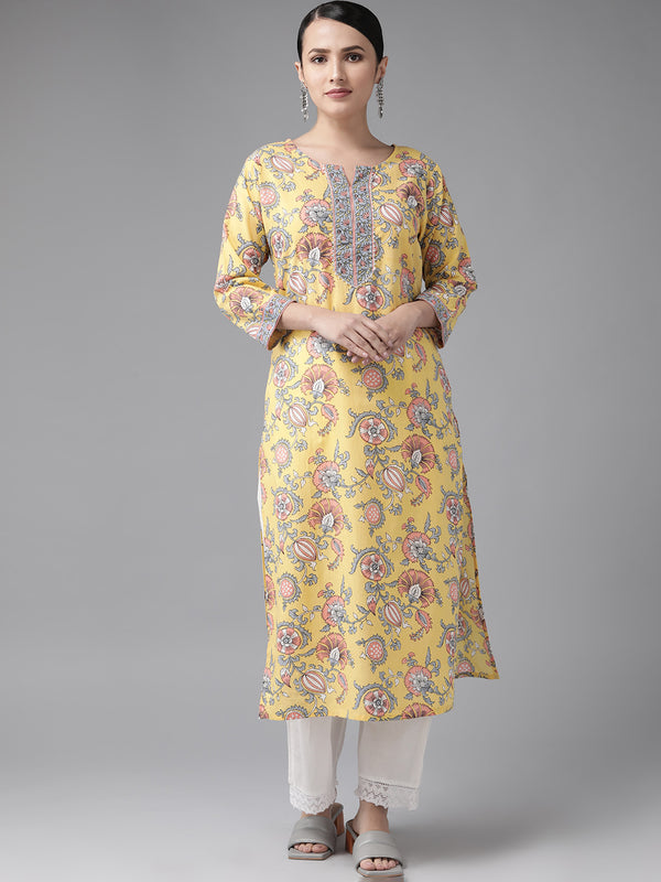 Women Yellow Pure Cotton Kurta | WomensfashionFun.com