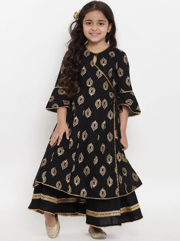 Girls Black Printed Kurta With Palazzos | WomensFashionFun