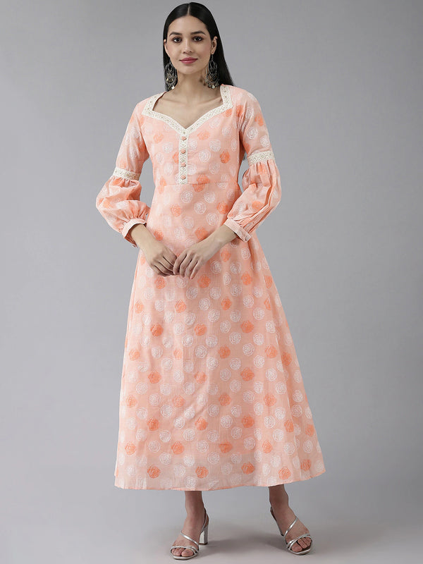 Women Peach Poly-Blend Dress | WomensfashionFun.com