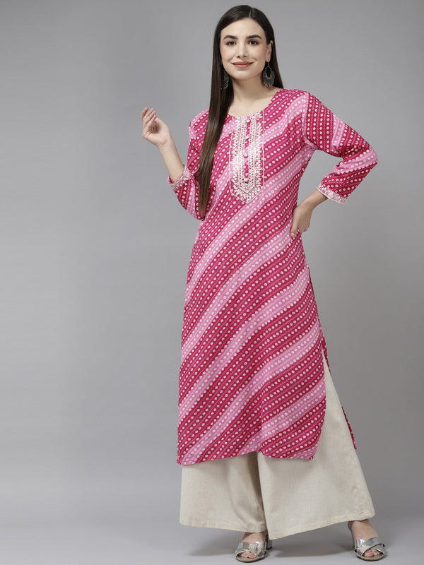 Women Pink Rayon Kurta | WomensfashionFun.com