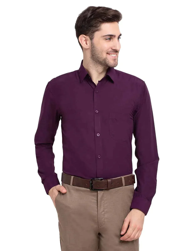 Men's Cotton Solid Burgundy Purple Formal Shirt's | WomensfashionFun.com