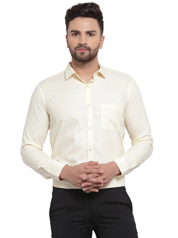 Men's Cotton Solid Cream Formal Shirt's | WomensfashionFun.com