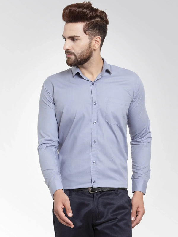 Men's Cotton Solid Light Grey Formal Shirt's | WomensfashionFun.com