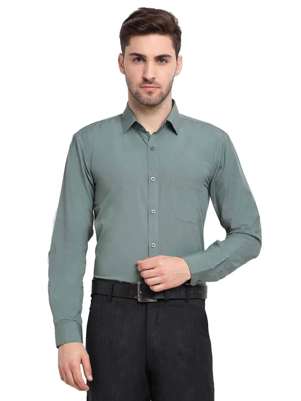 Men's Cotton Solid Pista Green Formal Shirt's | WomensfashionFun.com