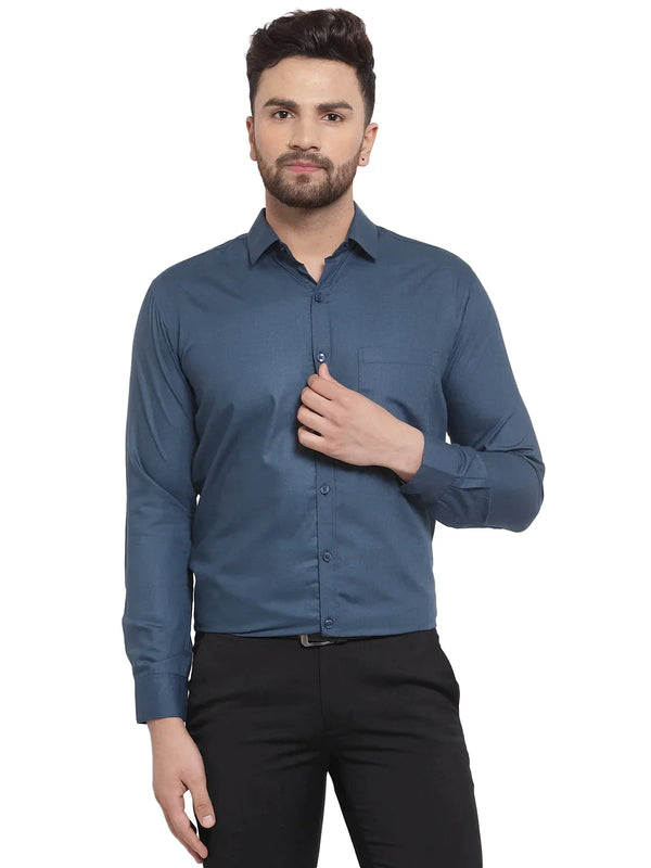 Men's Cotton Solid Teal Blue Formal Shirt's | WomensfashionFun.com