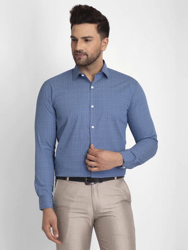 Blue Men's Cotton Printed Formal Shirts | WomensfashionFun.com