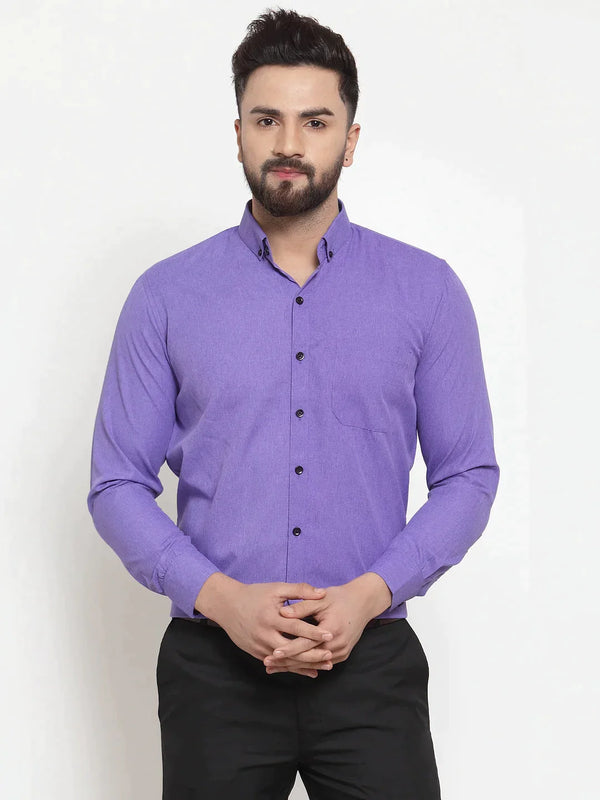 Purple Men's Cotton Solid Button Down Formal Shirts | WomensfashionFun.com