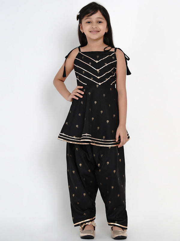 Girls Black Printed Kurti With Salwar | WomensFashionFun