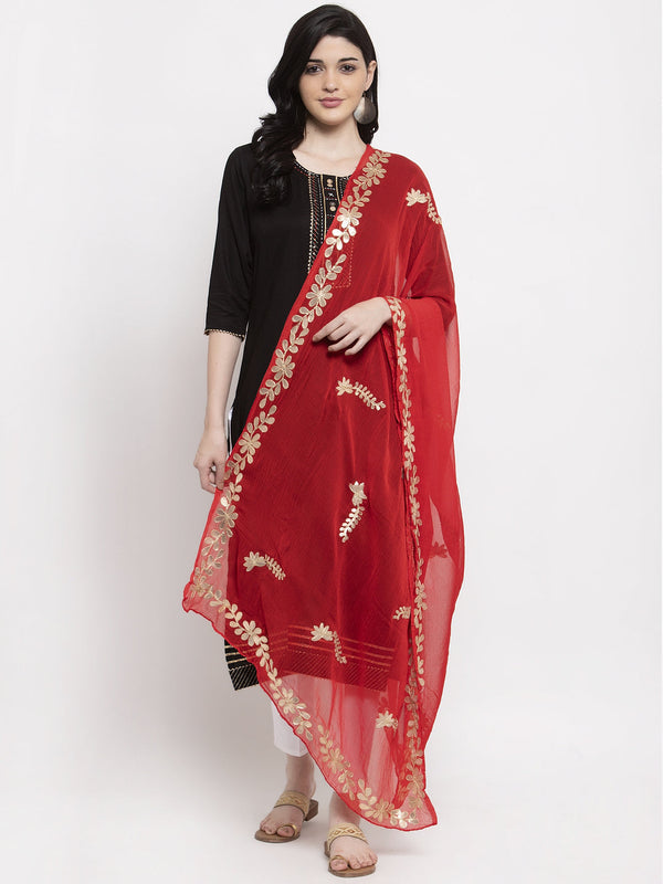 Red Gotta Patti Chiffon Dupatta