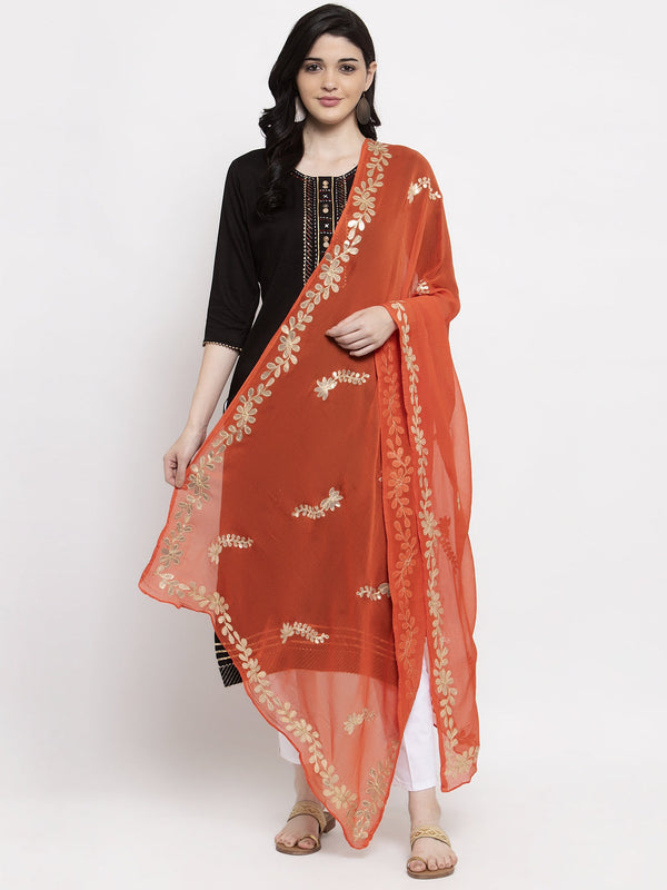 Orange Gotta Patti Chiffon Dupatta