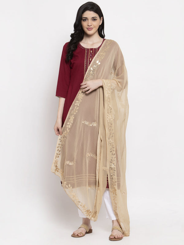 Fawn Gotta Patti Chiffon Dupatta