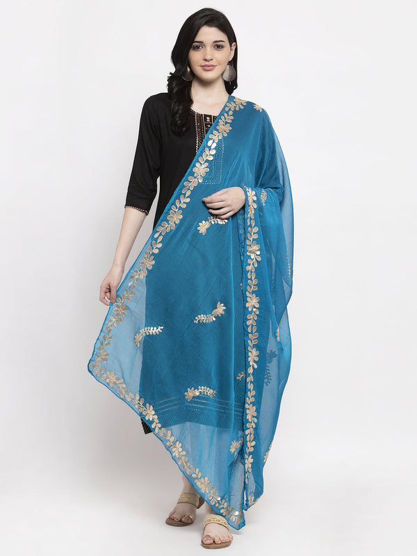 Turquoise Gotta Patti Chiffon Dupatta