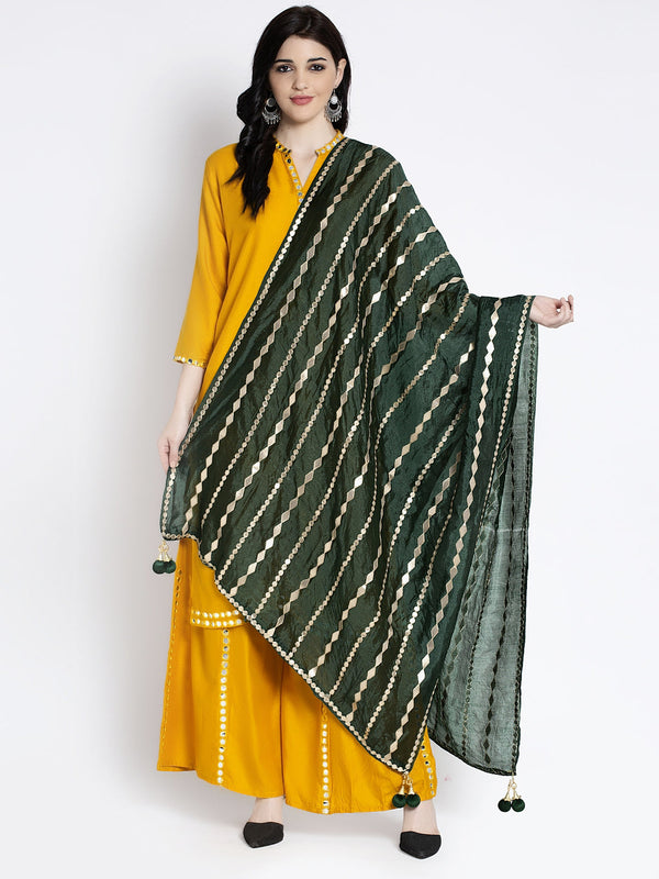 Bottle Green Gotta Patti Silk Dupatta