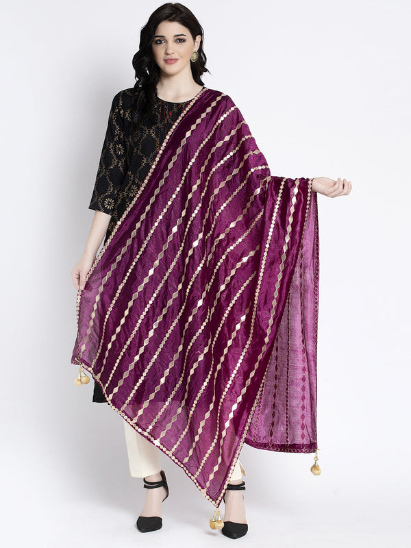 Wine Gotta Patti Silk Dupatta