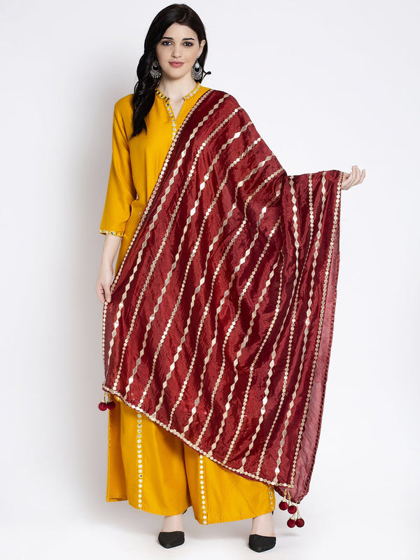 Maroon Gotta Patti Silk Dupatta