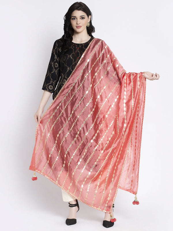 Peach Gotta Patti Silk Dupatta