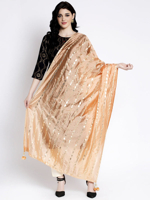 Light Orange Gotta Patti Silk Dupatta