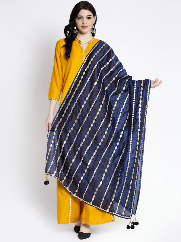 Navy Blue Gotta Patti Silk Dupatta