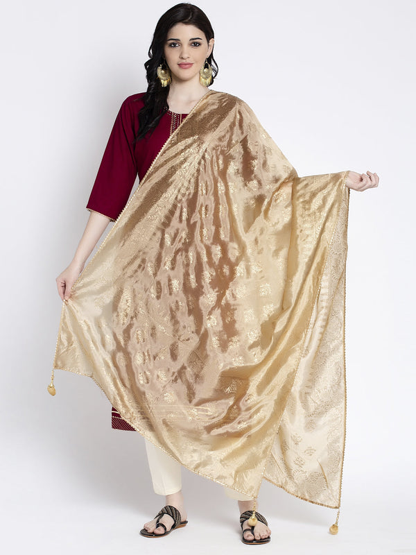 Fawn Printed Silk Dupatta