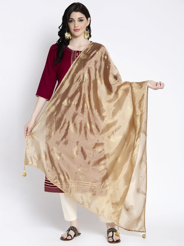 Fawn Printed Silk Dupatta