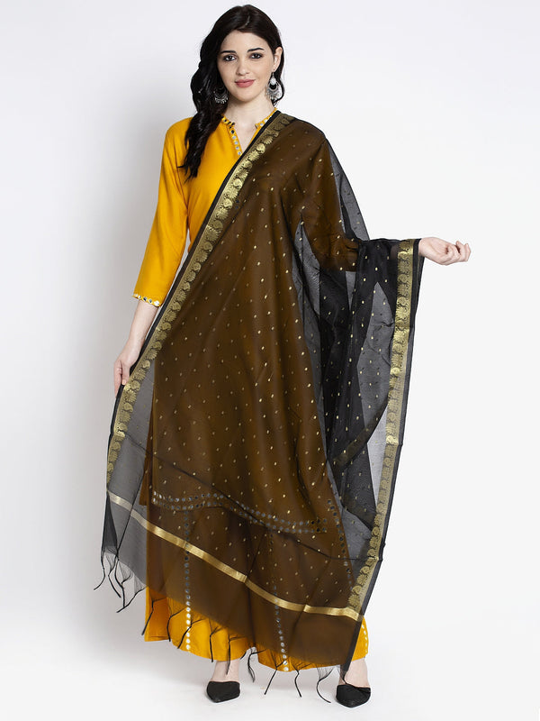 Black Printed Silk Dupatta