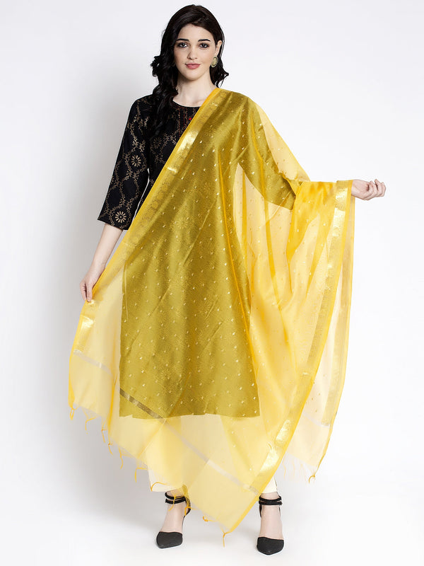 Yellow Printed Silk Dupatta