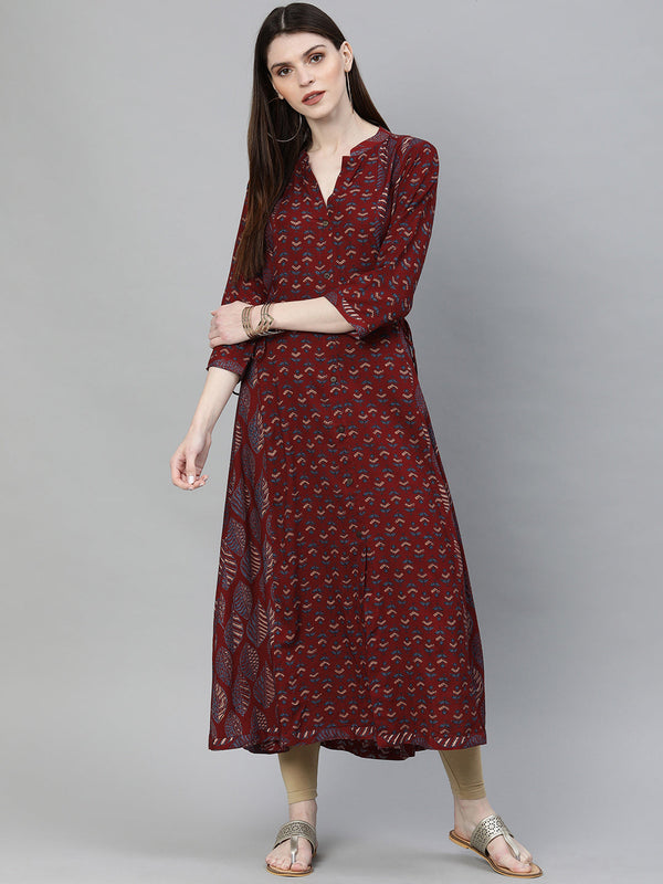 Maroon Rayon Kurta | WomensFashionFun