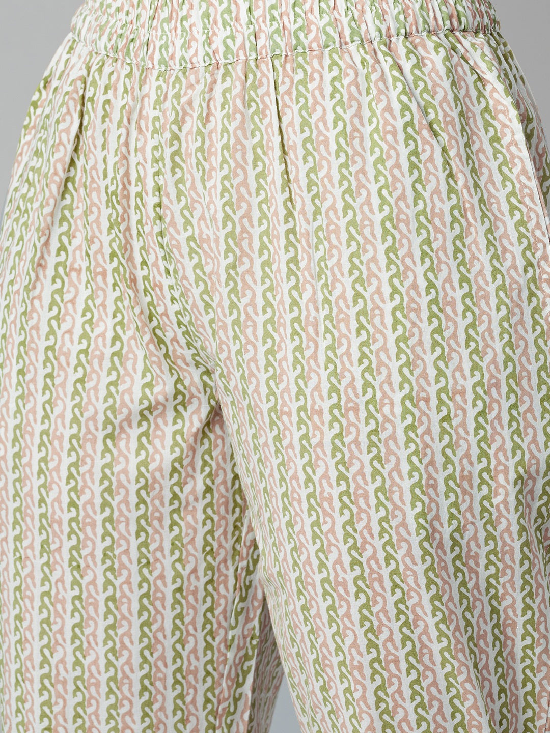 Pastel green Floral Printed Cotton kurta Pant Set