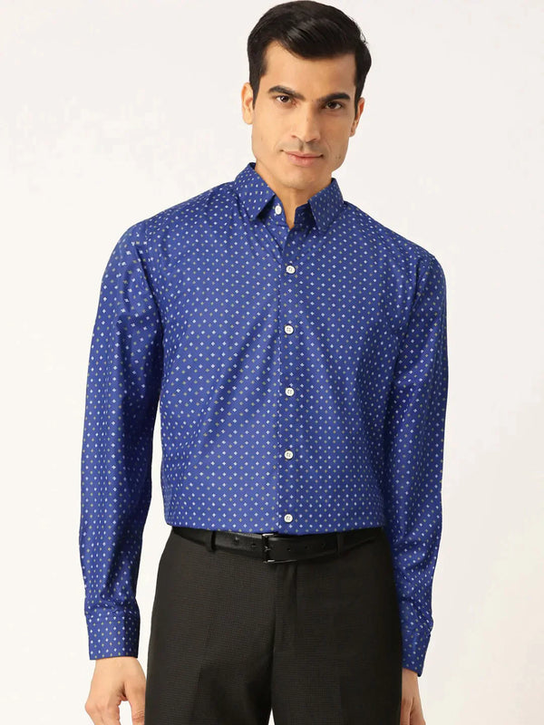 Blue Men's Cotton Printed Formal Shirts | WomensfashionFun.com