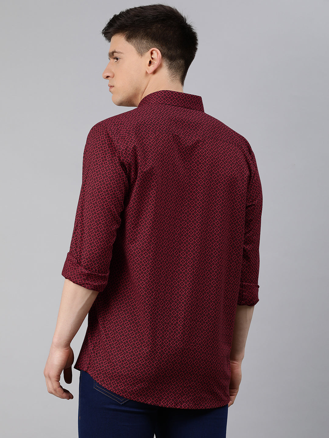 Maroon Cotton Full Sleeves Shirts For Men
