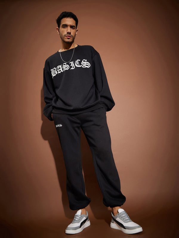 Men Black BASIC Oversized Sweatshirt With Joggers | WomensfashionFun.com