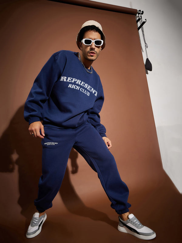 Men Navy REPRESENT Oversized Sweatshirt With Joggers | WomensfashionFun.com