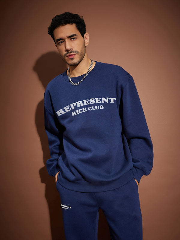 Men Navy REPRESENT Oversized Sweatshirt | WomensfashionFun.com