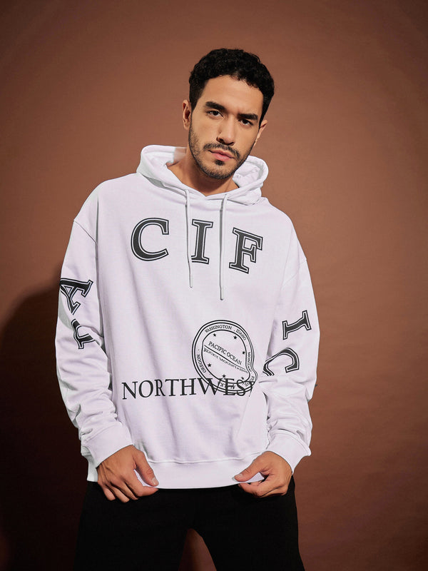 Men White PACIFIC Oversized Hoodie | WomensfashionFun.com