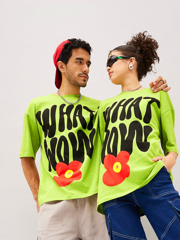 Unisex Green WHAT WOW Oversized T-Shirt | WomensfashionFun.com