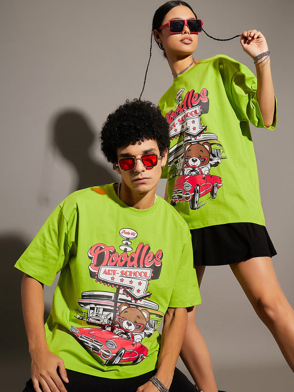 Unisex Green DOODLES Oversized T-Shirt | WomensfashionFun.com