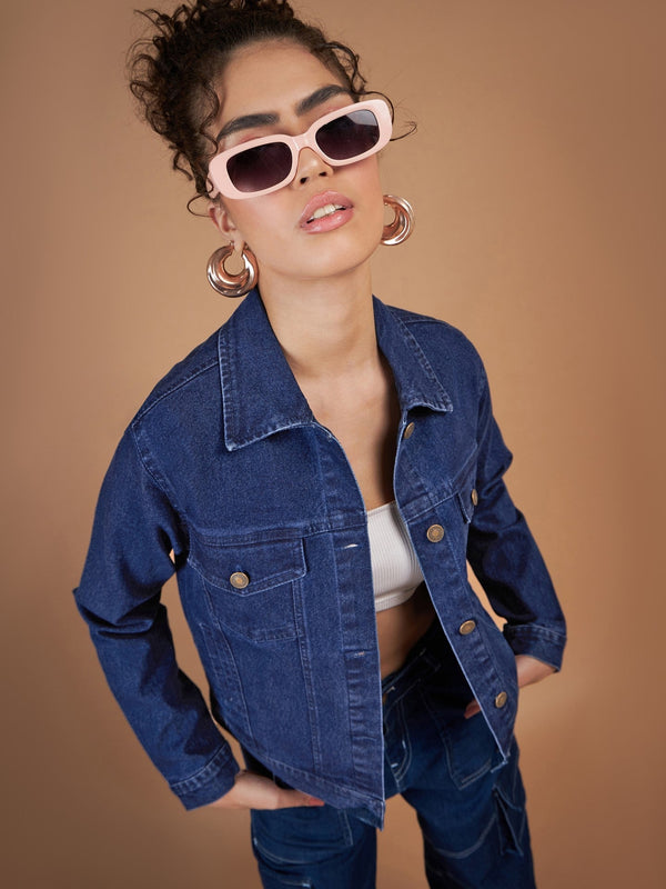 Women Classic Blue Denim Regular Jacket | WomensfashionFun.com