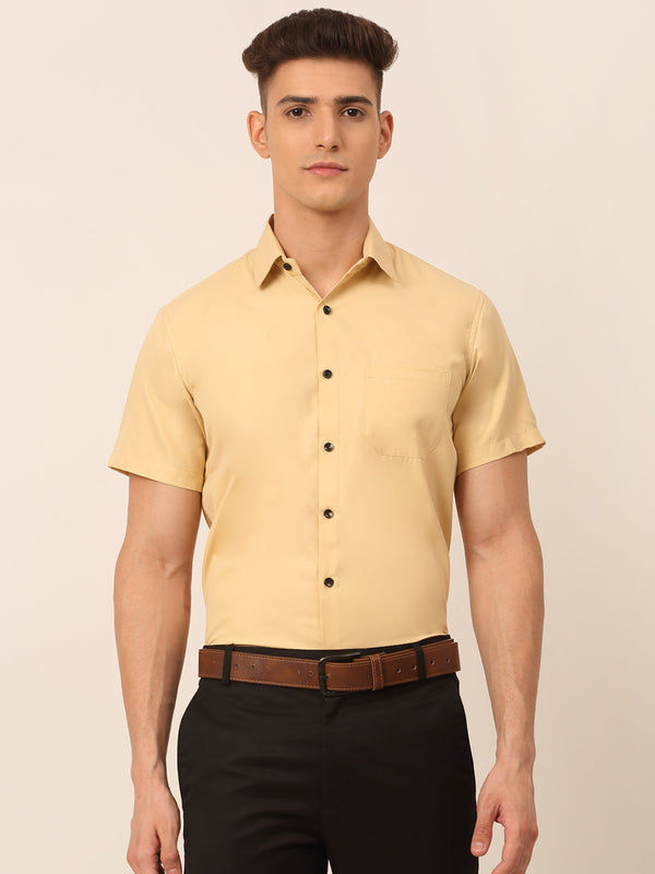 Men's Cotton Half Sleeves Solid Formal Shirts | WomensfashionFun.com