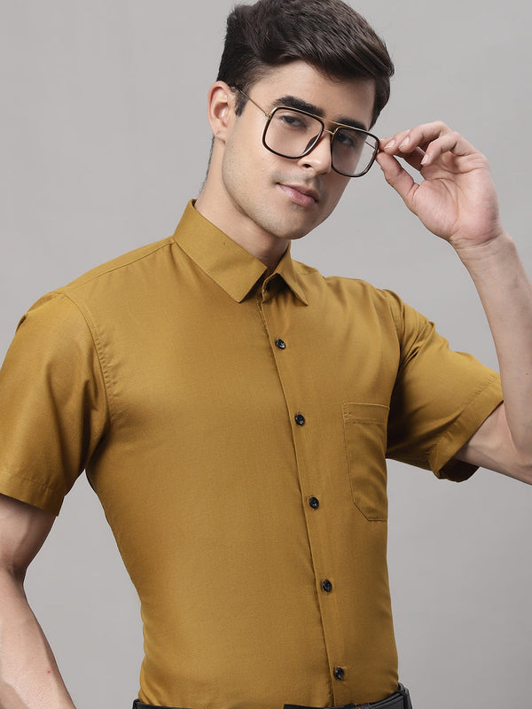 Men's Cotton Half Sleeves Solid Formal Shirts | WomensfashionFun.com