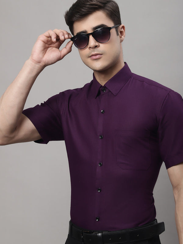 Men's Cotton Half Sleeves Solid Formal Shirts | WomensfashionFun.com